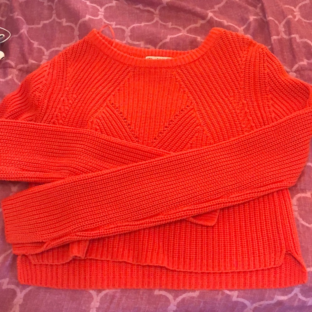 Zara orange cropped long sleeve sweater